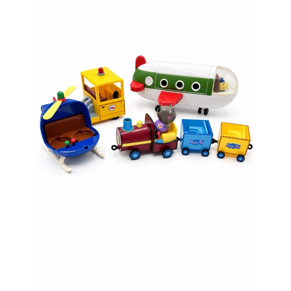 Peppa Pig Jazwares Vehicle Lot Airplane Helicopter Tow Truck Train 2 Cars